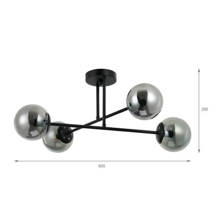Brilagi - Lámpara de techo de superficie MALIVA 4xE14/15W/230V negro/ahumado