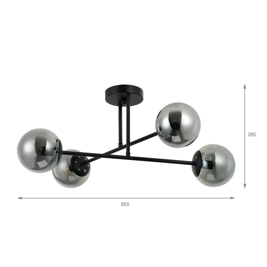 Brilagi - Lámpara de techo de superficie MALIVA 4xE14/15W/230V negro/ahumado