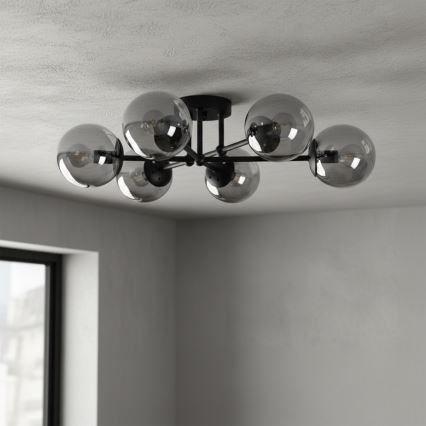 BRILAGI - Lámpara de techo de superficie MALIVA 6xE14/15W/230V negra/ahumada