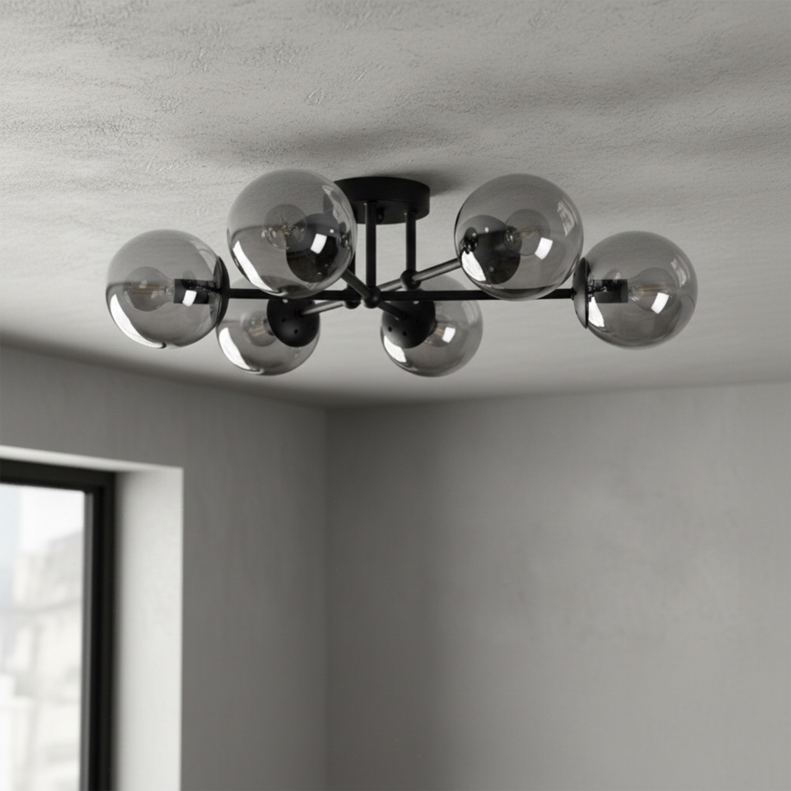 BRILAGI - Lámpara de techo de superficie MALIVA 6xE14/15W/230V negra/ahumada