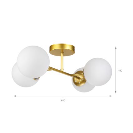 Brilagi - Lámpara de techo de superficie MALONY 4xE14/20W/230V dorada