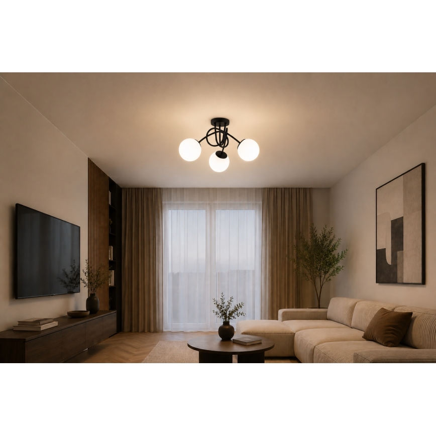 BRILAGI - Lámpara de techo de superficie MILO 3xE27/60W/230V negra