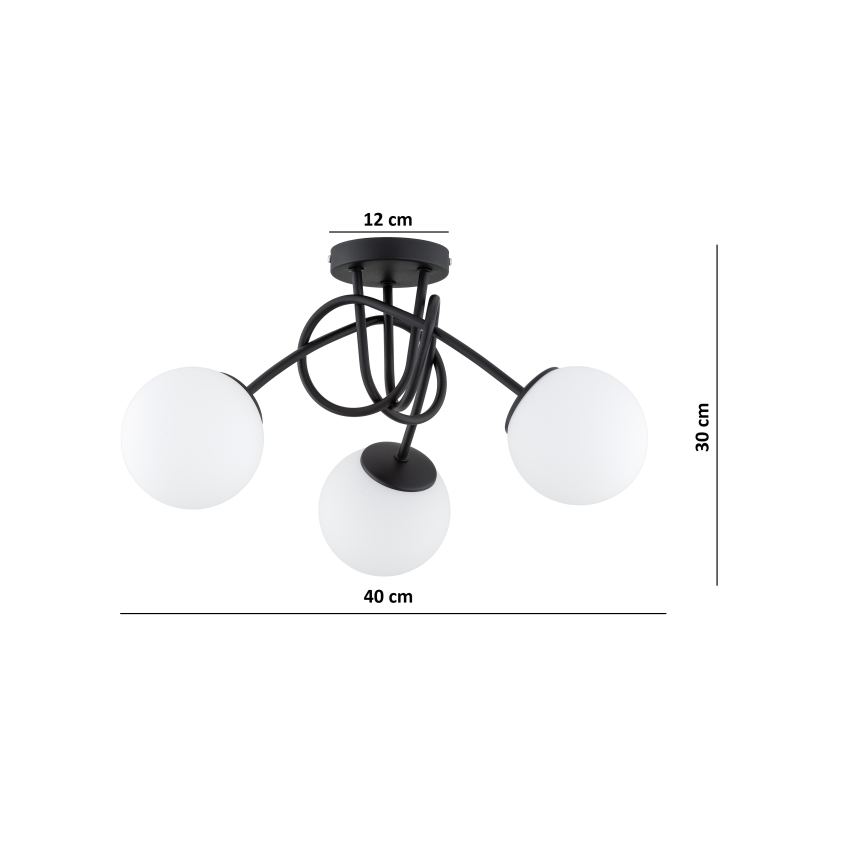 BRILAGI - Lámpara de techo de superficie MILO 3xE27/60W/230V negra