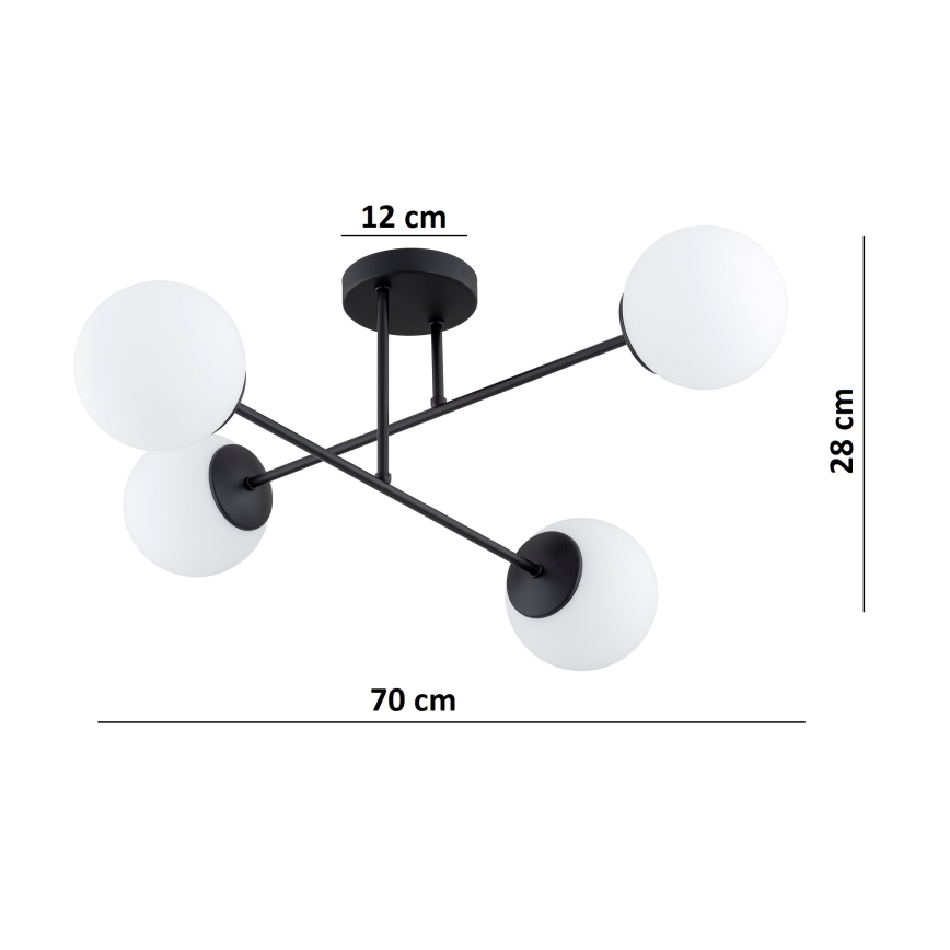 BRILAGI - Lámpara de techo de superficie MILO 4xE27/60W/230V negra