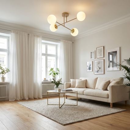 Brilagi - Lámpara de techo de superficie MILO ECRU 4xE27/60W/230V beige/oro
