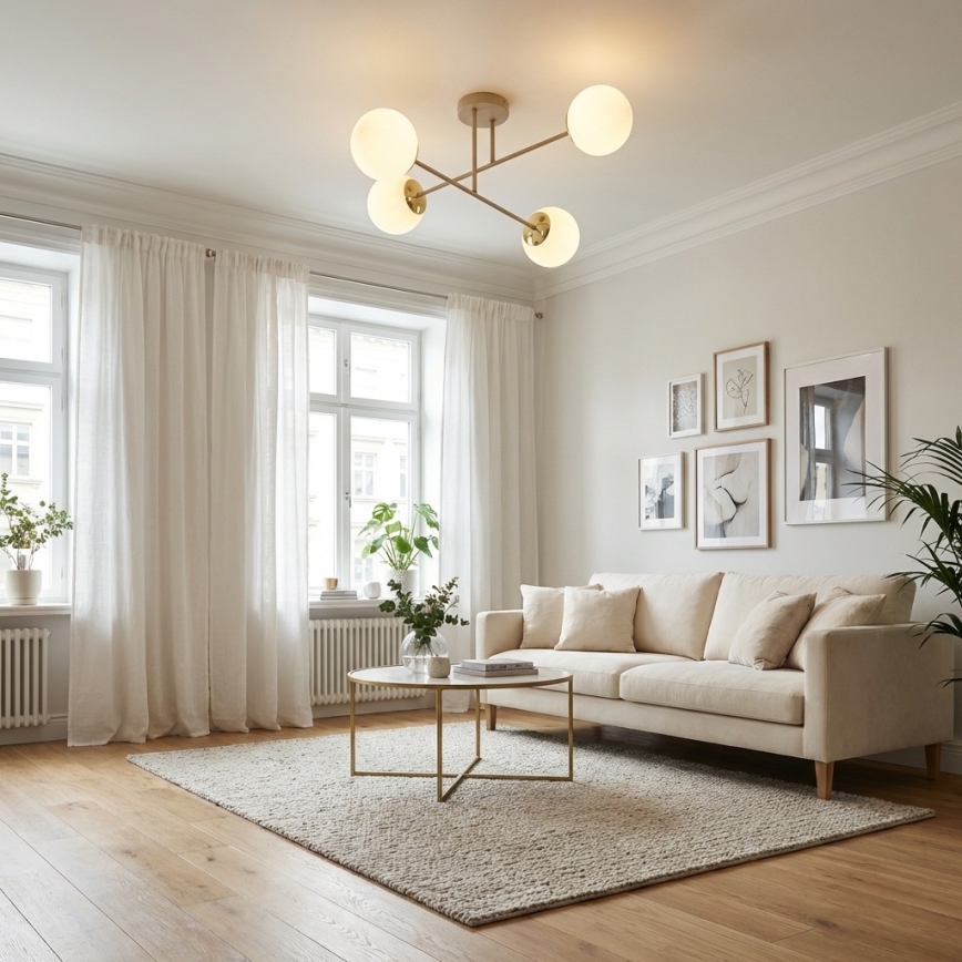 Brilagi - Lámpara de techo de superficie MILO ECRU 4xE27/60W/230V beige/oro