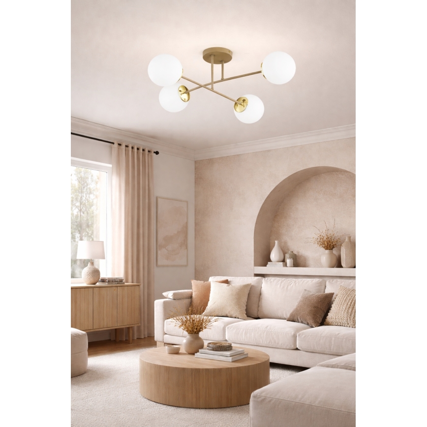 Brilagi - Lámpara de techo de superficie MILO ECRU 4xE27/60W/230V beige/oro