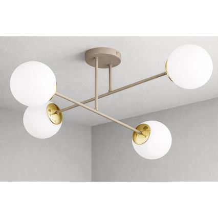 Brilagi - Lámpara de techo de superficie MILO ECRU 4xE27/60W/230V beige/oro