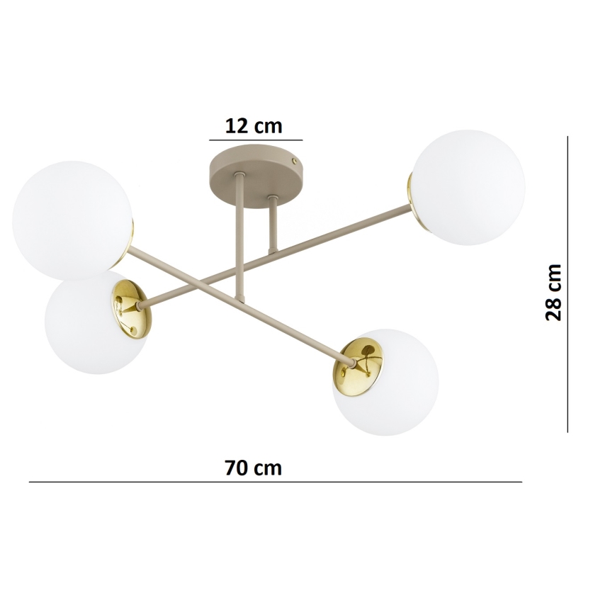 Brilagi - Lámpara de techo de superficie MILO ECRU 4xE27/60W/230V beige/oro