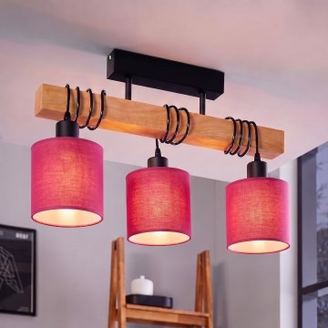 BRILAGI - Lámpara de techo de superficie NUBILA 3xE27/60W/230V pino/rosa