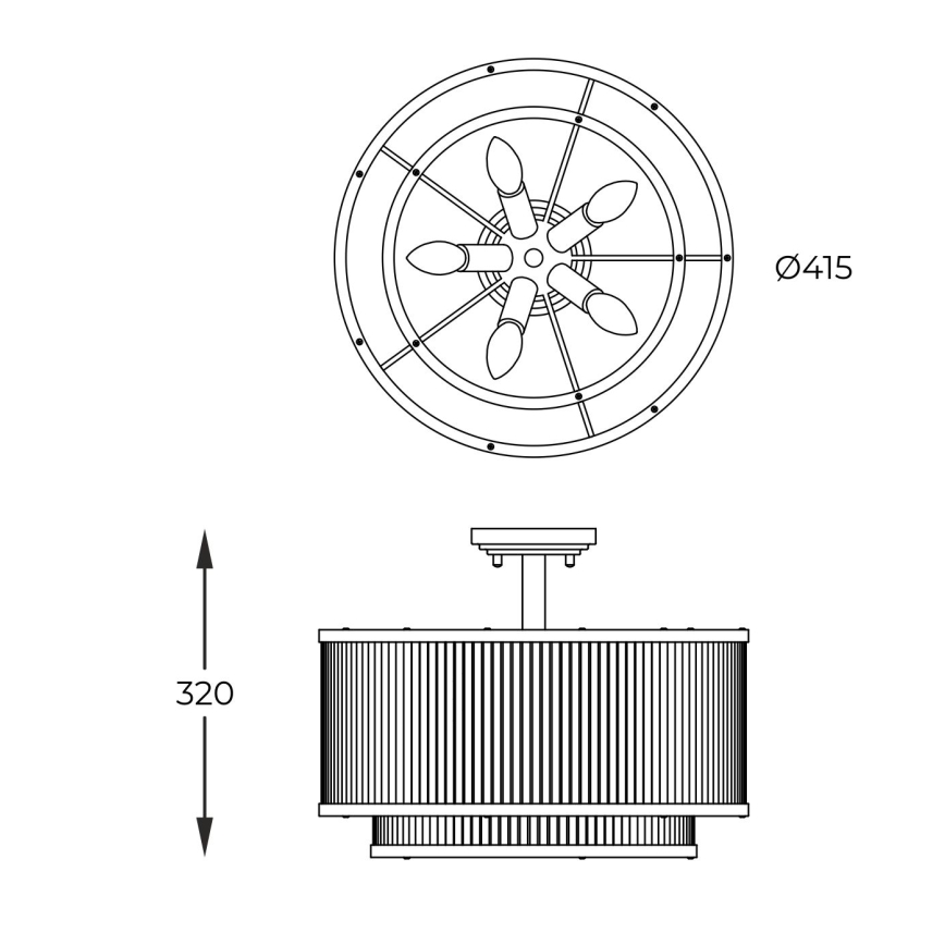 Brilagi - Lámpara de techo de superficie RAMOS 5xE14/60W/230V dorada