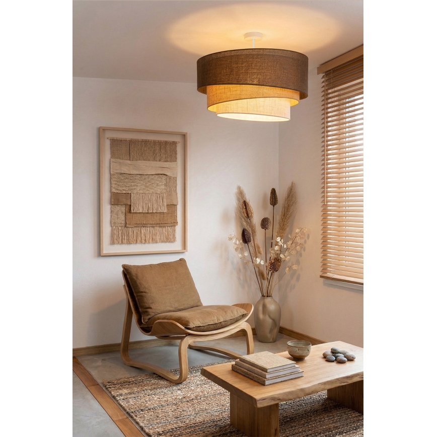 Brilagi - Lámpara de techo de superficie TRIO 3xE27/60W/230V Ø 60 cm marrón/beige/blanco