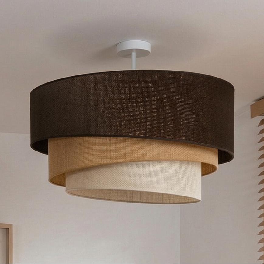 Brilagi - Lámpara de techo de superficie TRIO 3xE27/60W/230V Ø 60 cm marrón/beige/blanco