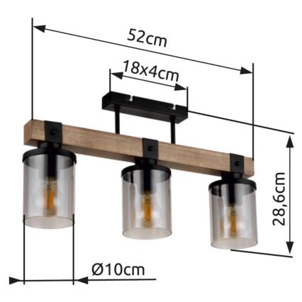 Brilagi - Lámpara de techo de superficie VISTA 3xE27/60W/230V roble