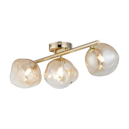 Brilagi - Lámpara de techo de superficie VULCANO 3xG9/8W/230V dorada/beige ahumado