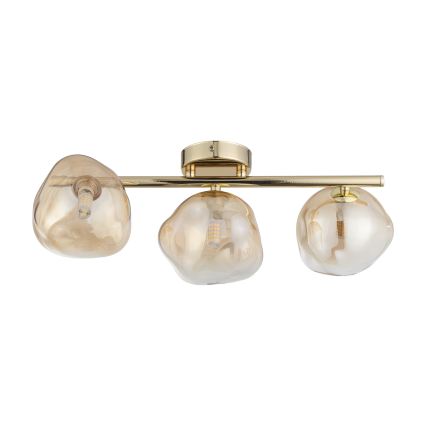 Brilagi - Lámpara de techo de superficie VULCANO 3xG9/8W/230V dorada/beige ahumado