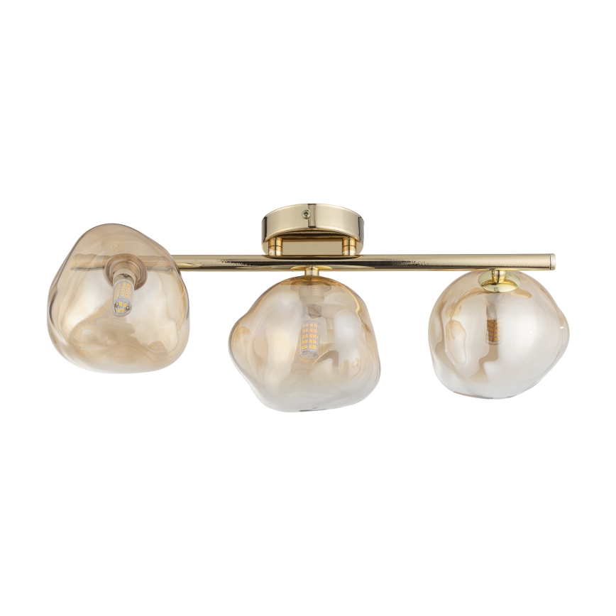 Brilagi - Lámpara de techo de superficie VULCANO 3xG9/8W/230V dorada/beige ahumado