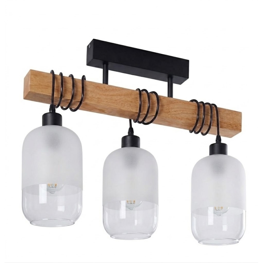 BRILAGI - Lámpara de techo de superficie WOOD GLASS 3xE27/60W/230V pino/negro/blanco