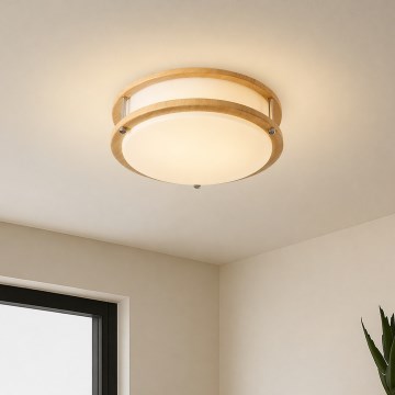 Brilagi - Lámpara de techo ELARO 2xE27/40W/230V Ø 26 cm acabado en madera
