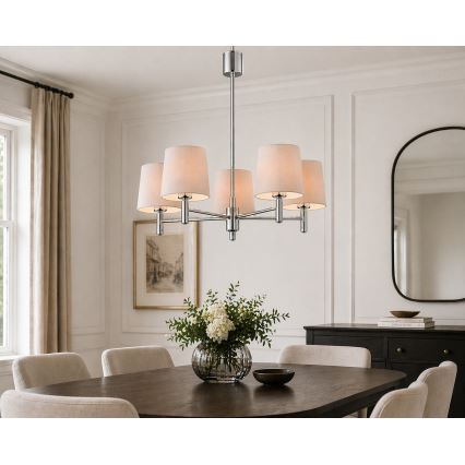 Brilagi - Lámpara de techo en barra MONTE 5xE27/15W/230V beige/cromo brillante