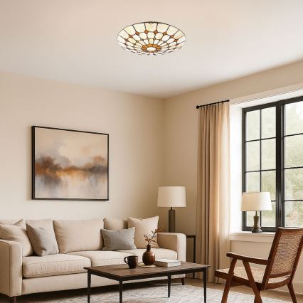 Brilagi - Lámpara de techo estilo Tiffany con vitral DORAN 2xE27/60W/230V