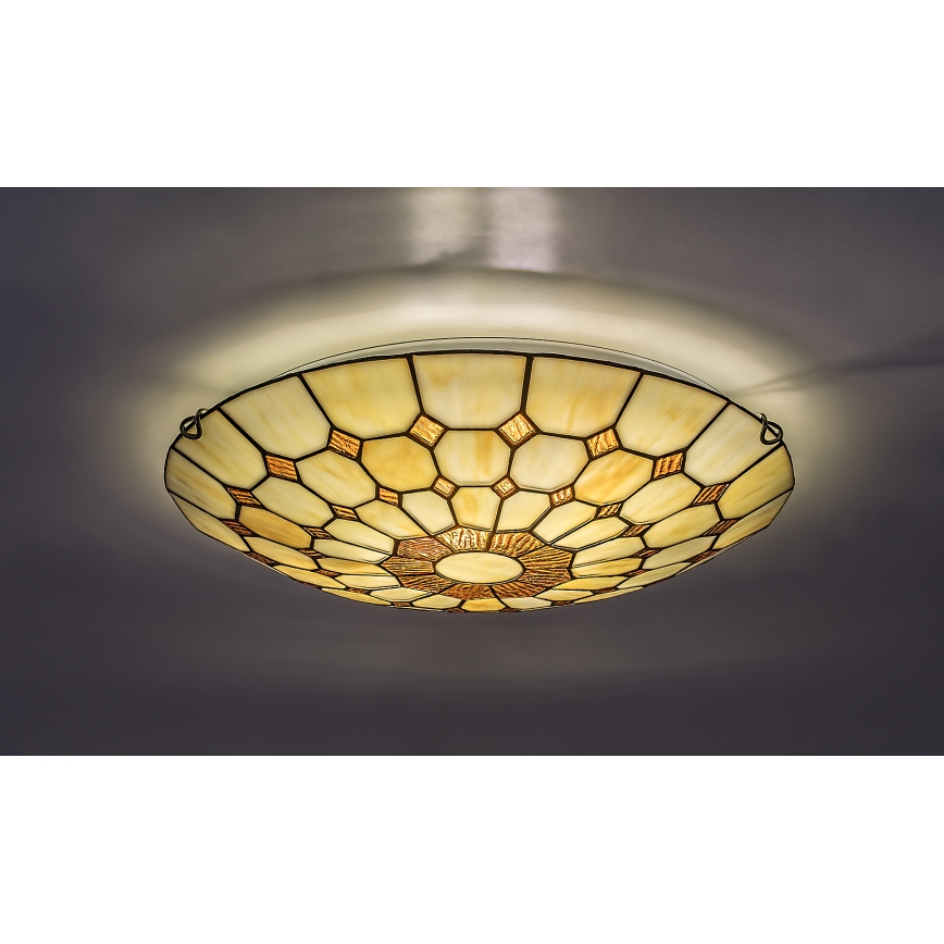 Brilagi - Lámpara de techo estilo Tiffany con vitral DORAN 2xE27/60W/230V
