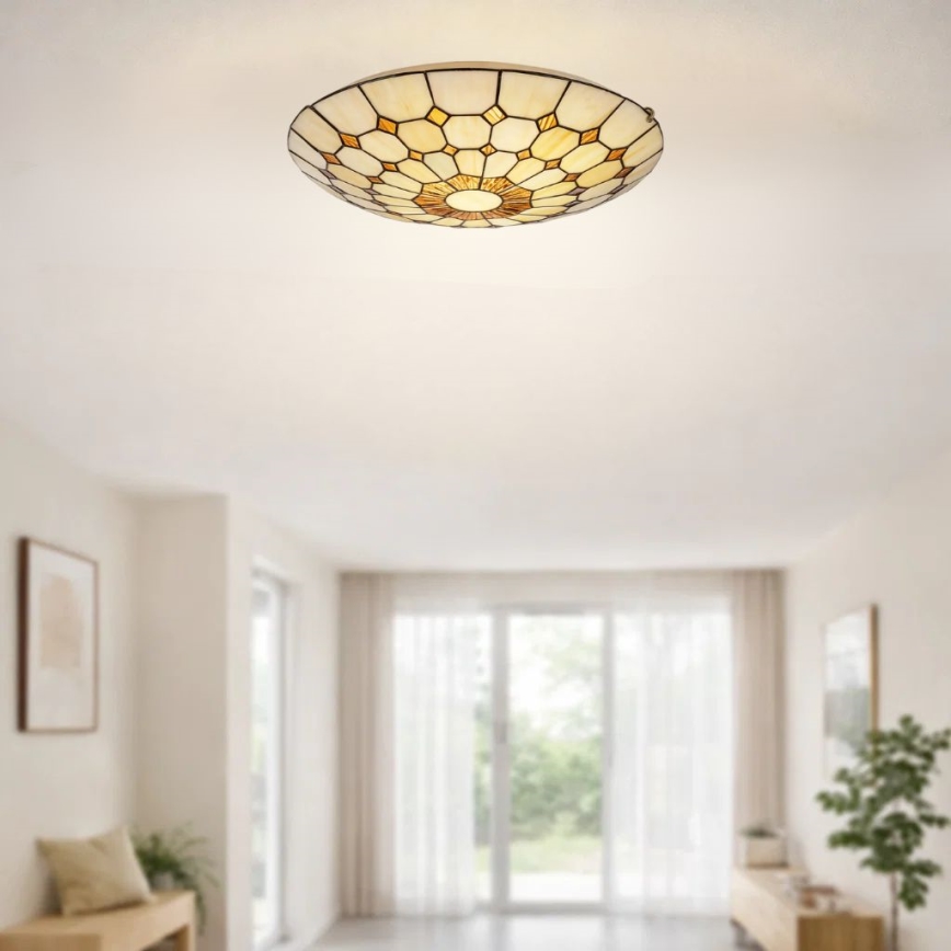 Brilagi - Lámpara de techo estilo Tiffany con vitral DORAN 2xE27/60W/230V