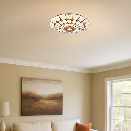 Brilagi - Lámpara de techo estilo Tiffany con vitral DORAN 2xE27/60W/230V