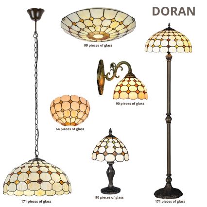 Brilagi - Lámpara de techo estilo Tiffany con vitral DORAN 2xE27/60W/230V