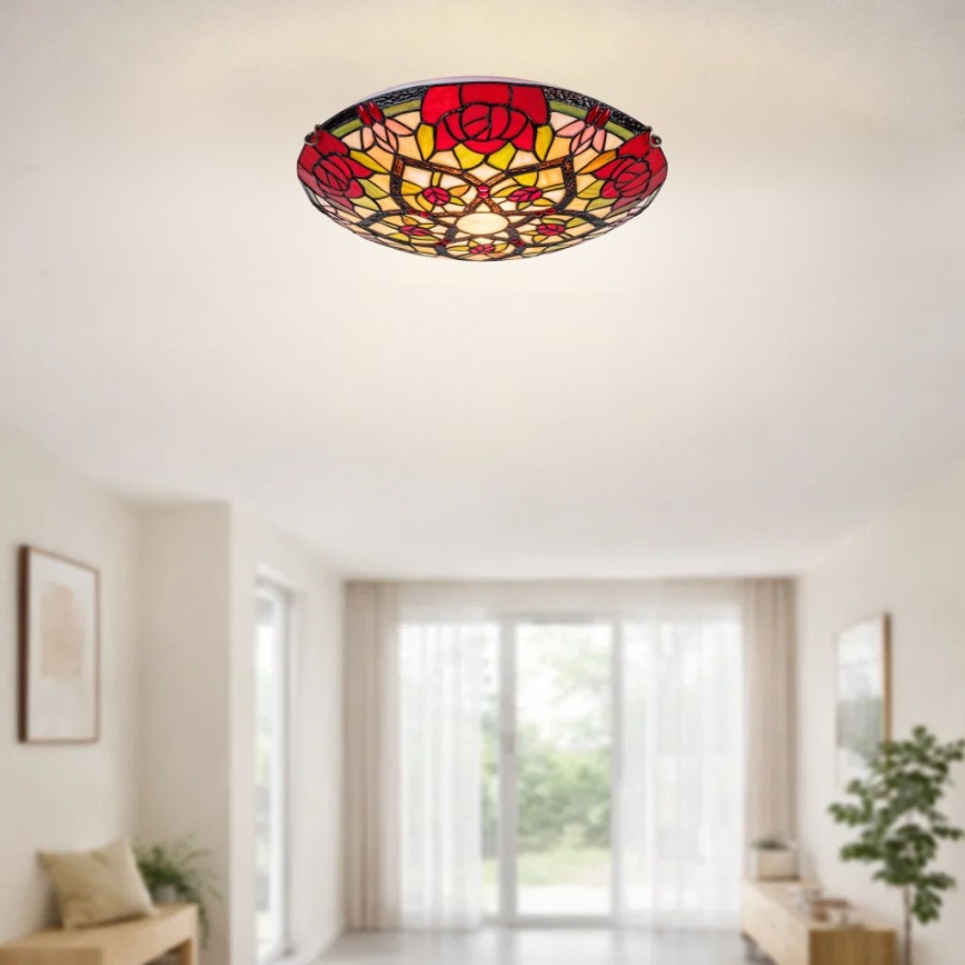 Brilagi - Lámpara de techo estilo Tiffany con vitral GARLAN 2xE27/60W/230V