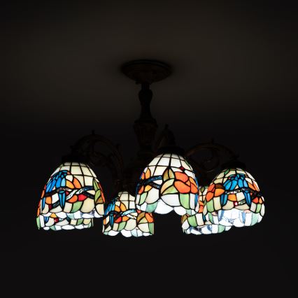 Brilagi - Lámpara de techo estilo Tiffany con vitral JUNGLE, 6xE27/60W/230V, diámetro 60 cm