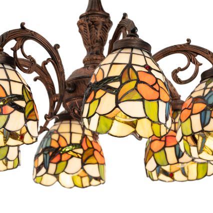 Brilagi - Lámpara de techo estilo Tiffany con vitral JUNGLE, 6xE27/60W/230V, diámetro 60 cm