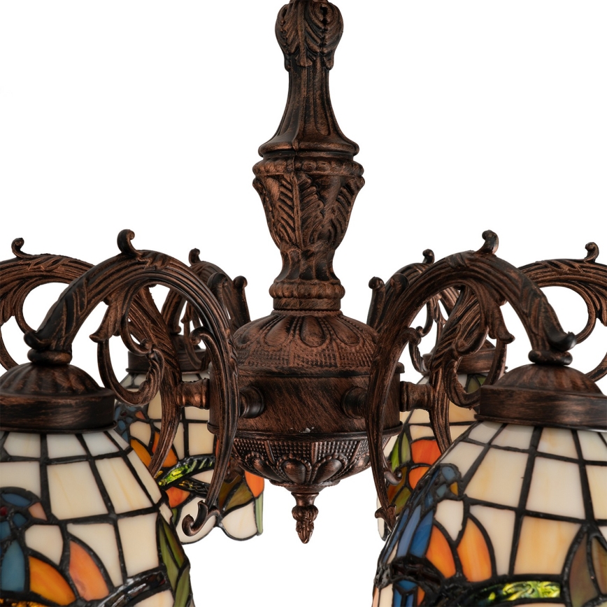 Brilagi - Lámpara de techo estilo Tiffany con vitral JUNGLE, 6xE27/60W/230V, diámetro 60 cm