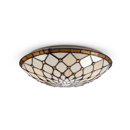 Brilagi - Lámpara de techo estilo Tiffany con vitral Marfil 2xE27/60W/230V Ø 40 cm
