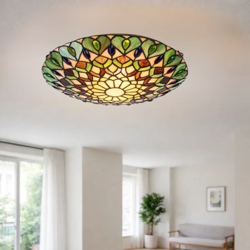 Brilagi - Lámpara de techo estilo Tiffany con vitral MARGARET, 2xE27/60W/230V, diámetro 40 cm