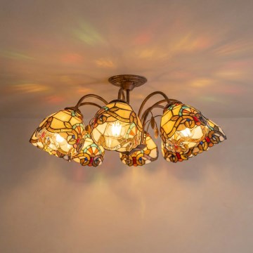 Brilagi - Lámpara de techo estilo Tiffany MIRABELLA, de montaje en superficie, 8xE27/60W/230V, diámetro 68 cm