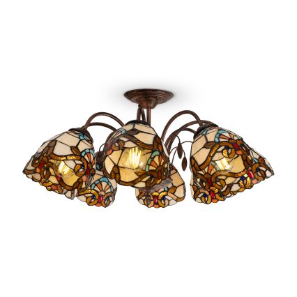 Brilagi - Lámpara de techo estilo Tiffany MIRABELLA, de montaje en superficie, 8xE27/60W/230V, diámetro 68 cm