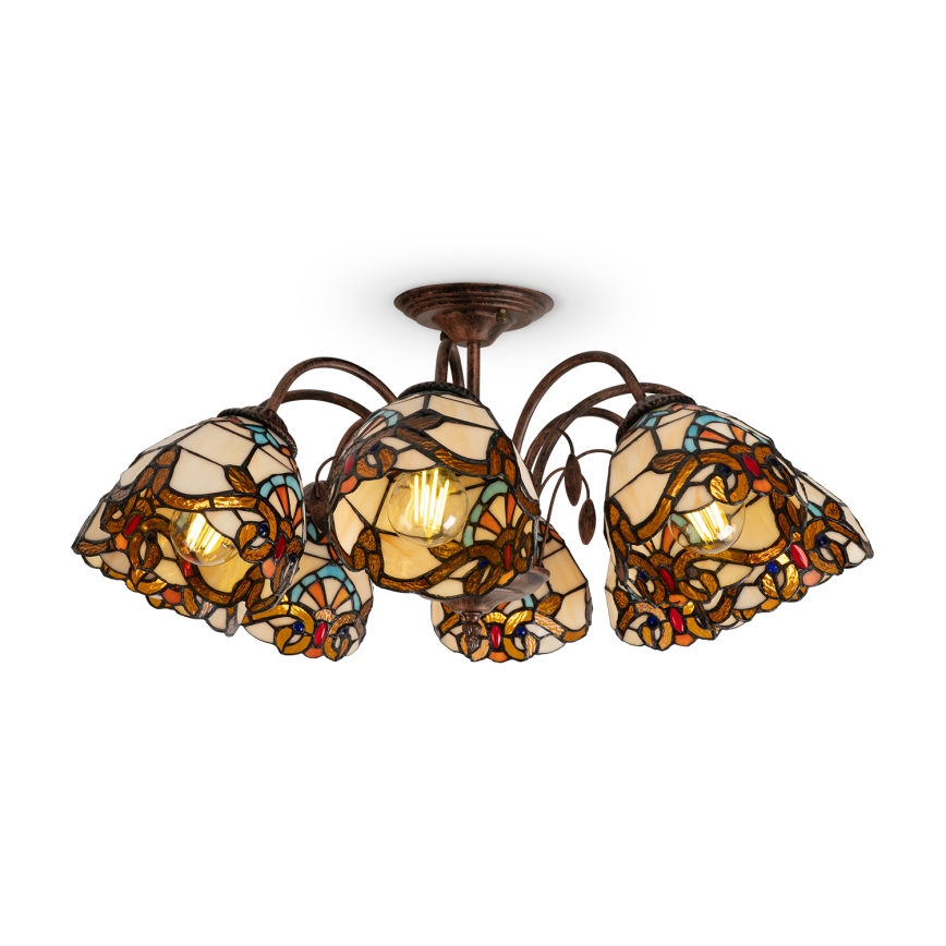Brilagi - Lámpara de techo estilo Tiffany MIRABELLA, de montaje en superficie, 8xE27/60W/230V, diámetro 68 cm