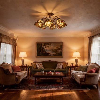 Brilagi - Lámpara de techo estilo Tiffany MIRABELLA, de montaje en superficie, 8xE27/60W/230V, diámetro 68 cm