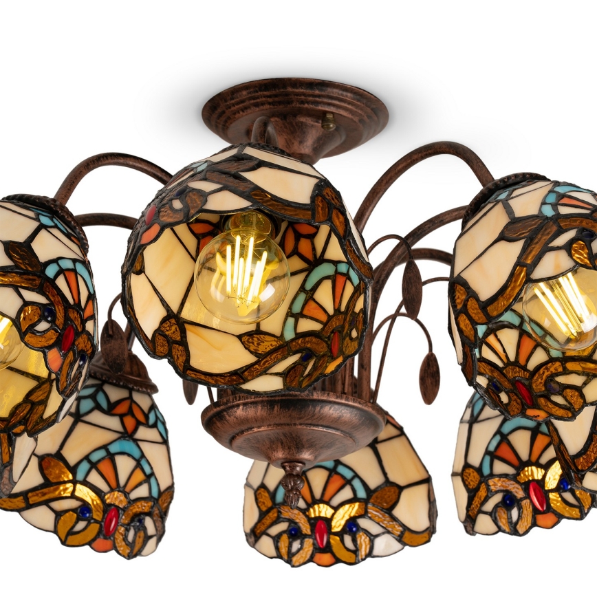 Brilagi - Lámpara de techo estilo Tiffany MIRABELLA, de montaje en superficie, 8xE27/60W/230V, diámetro 68 cm