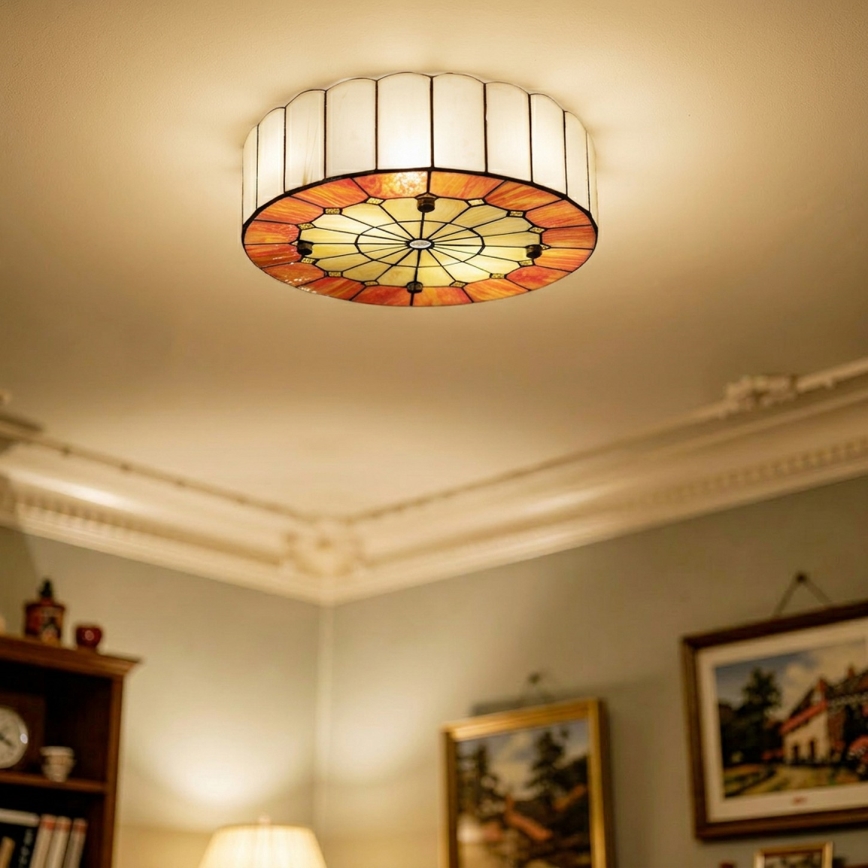 Brilagi - Lámpara de techo estilo Tiffany SIENNA con vitral, 3xE27/60W/230V, diámetro 40 cm