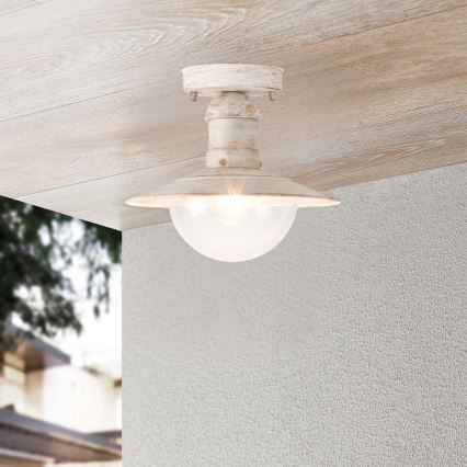 Brilagi - Lámpara de techo exterior MOLDE 1xE27/60W IP44 blanca/pátina