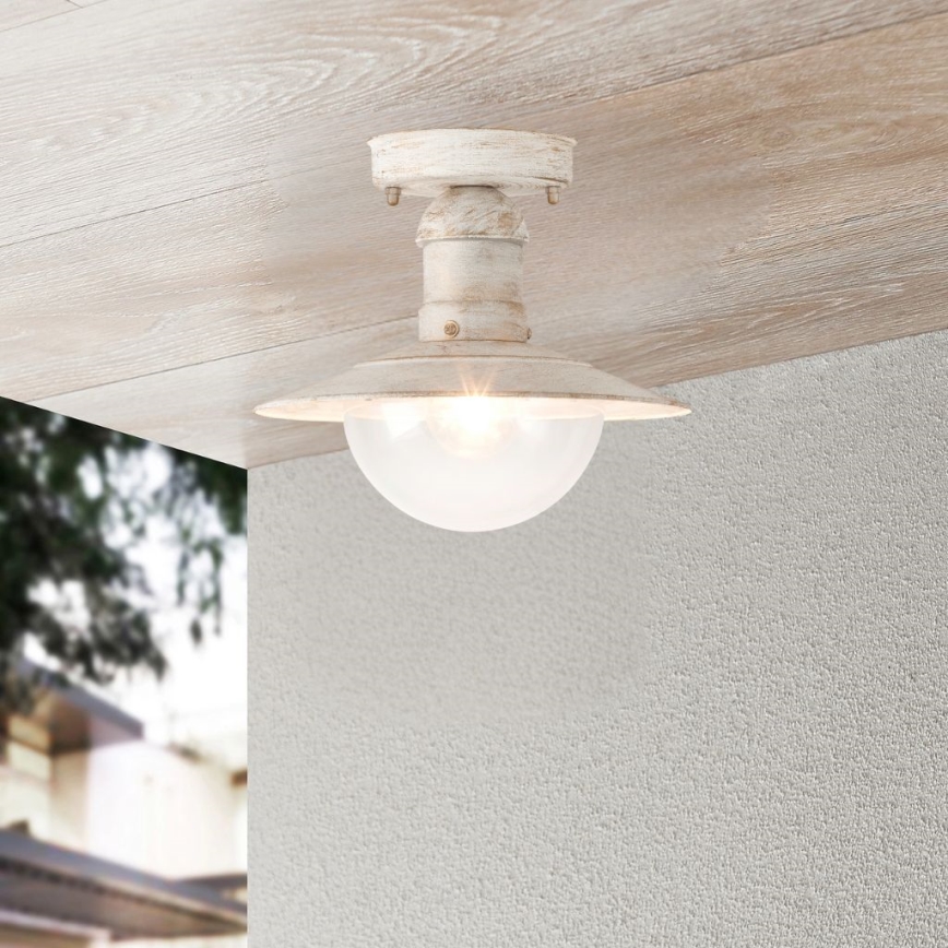 Brilagi - Lámpara de techo exterior MOLDE 1xE27/60W IP44 blanca/pátina