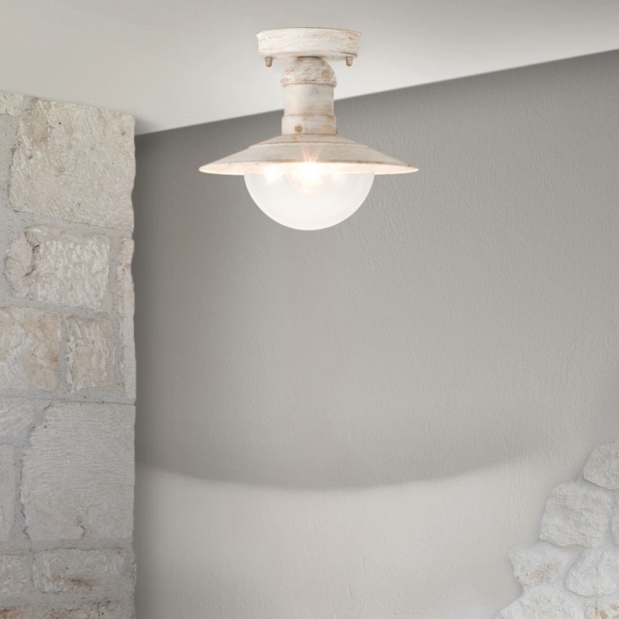 Brilagi - Lámpara de techo exterior MOLDE 1xE27/60W IP44 blanca/pátina