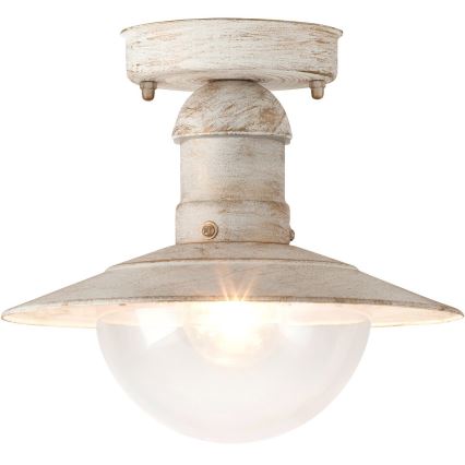 Brilagi - Lámpara de techo exterior MOLDE 1xE27/60W IP44 blanca/pátina