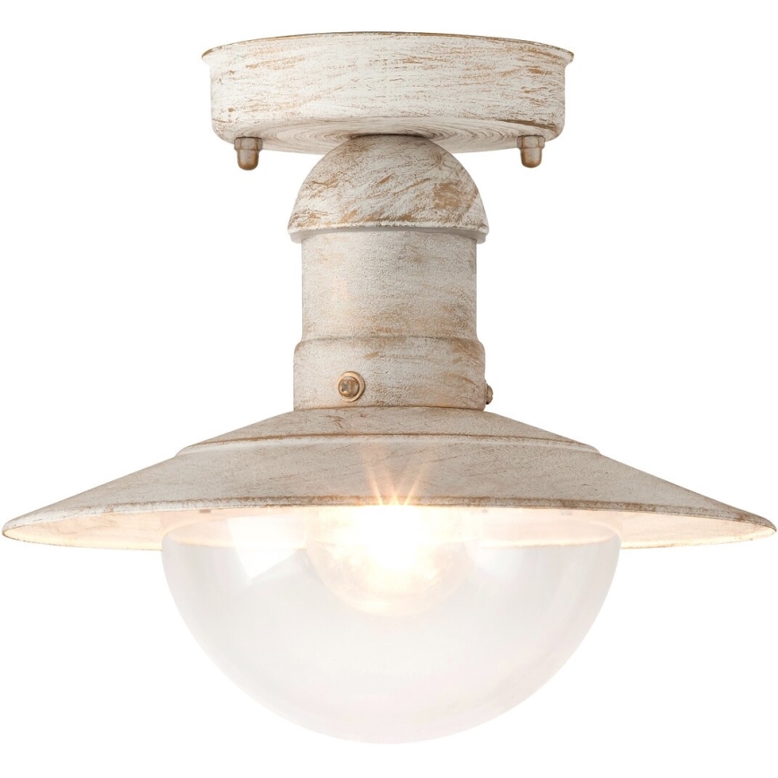 Brilagi - Lámpara de techo exterior MOLDE 1xE27/60W IP44 blanca/pátina