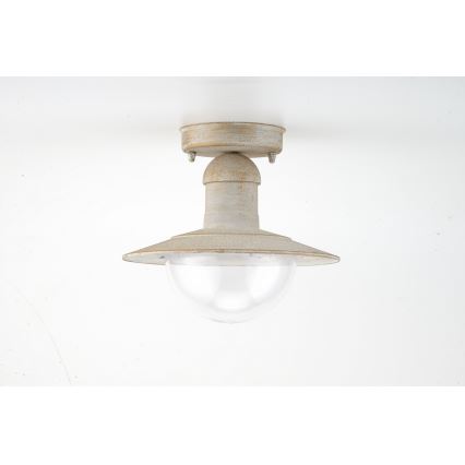 Brilagi - Lámpara de techo exterior MOLDE 1xE27/60W IP44 blanca/pátina