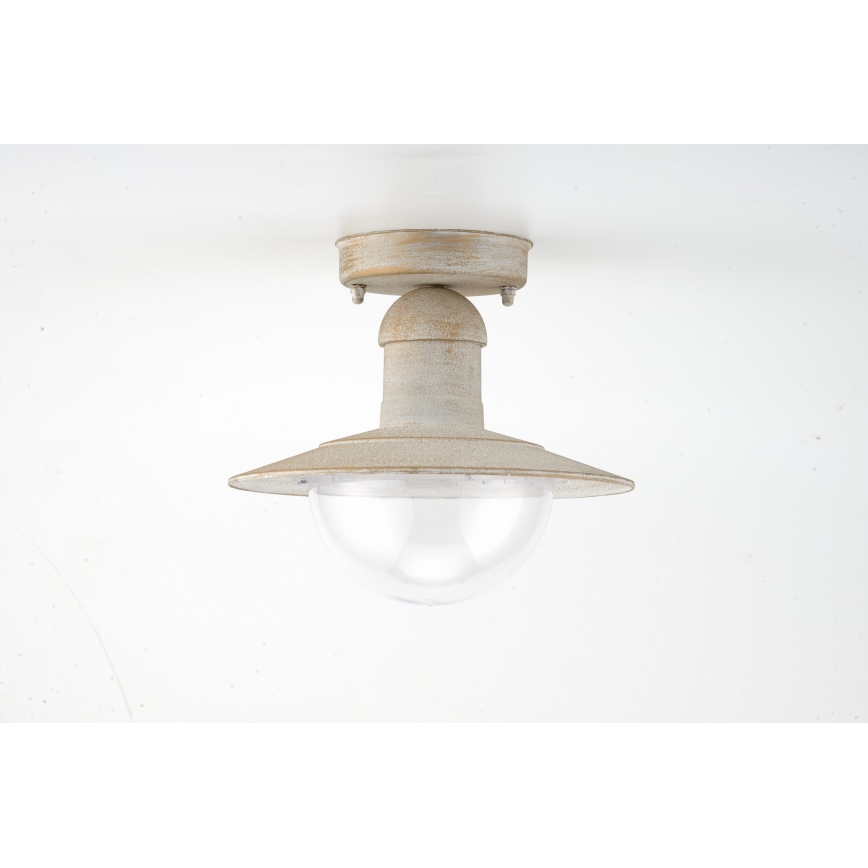 Brilagi - Lámpara de techo exterior MOLDE 1xE27/60W IP44 blanca/pátina