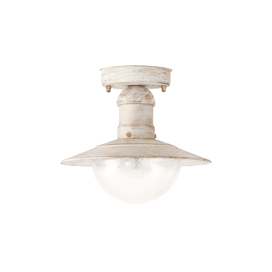 Brilagi - Lámpara de techo exterior MOLDE 1xE27/60W IP44 blanca/pátina