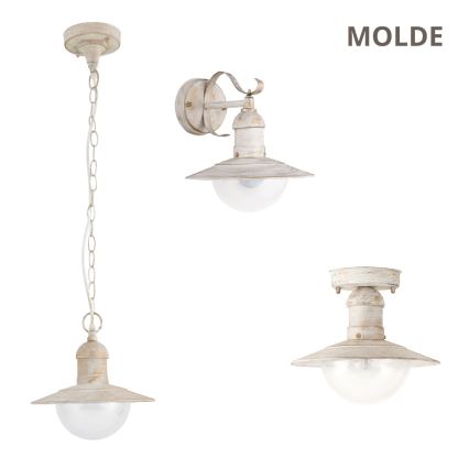 Brilagi - Lámpara de techo exterior MOLDE 1xE27/60W IP44 blanca/pátina